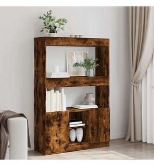 vidaXL Buffet haut chêne fumé 92x33x140 cm bois d'ingénierie