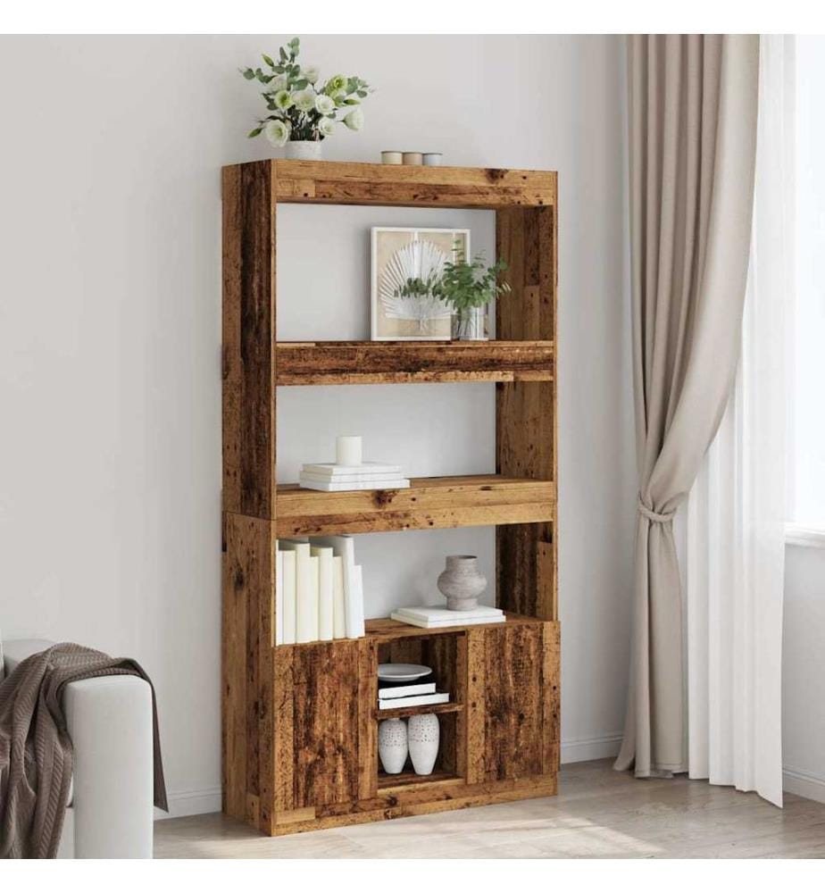 vidaXL Highboard Altholz-Optik 92x33x180 cm Holzwerkstoff
