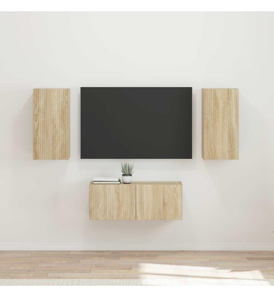 vidaXL TV-Schrankset Wandmontiert 6 pcs Sonoma-Eiche Holzwerkstoff