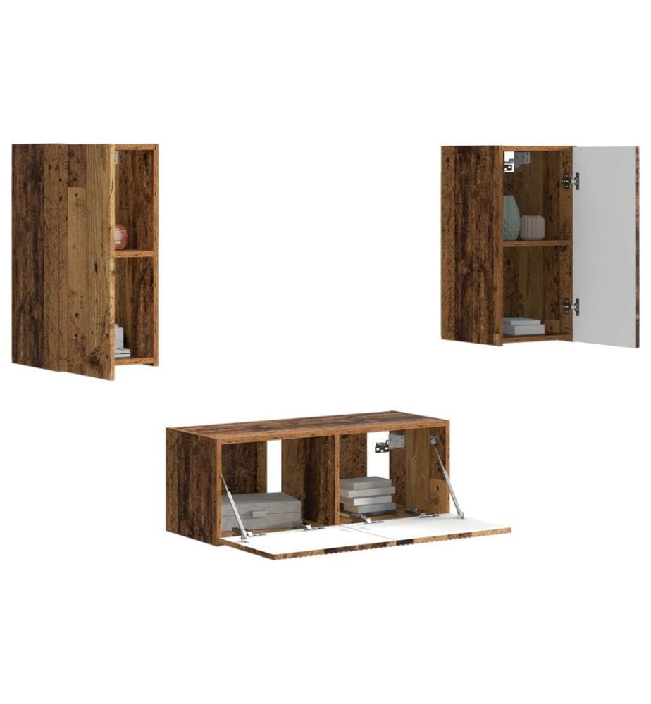 vidaXL TV-Schrankset Wandmontiert 6 pcs Altholz Holzwerkstoff