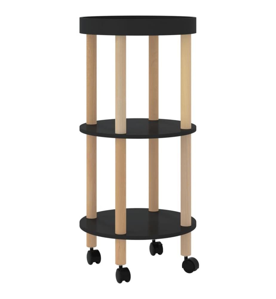 vidaXL Chariot à 3 niveaux Noir 38x38x82 cm Bois d'ingénierie et pin