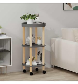 vidaXL Chariot à 3 niveaux Gris 38x38x82 cm Bois d'ingénierie et pin
