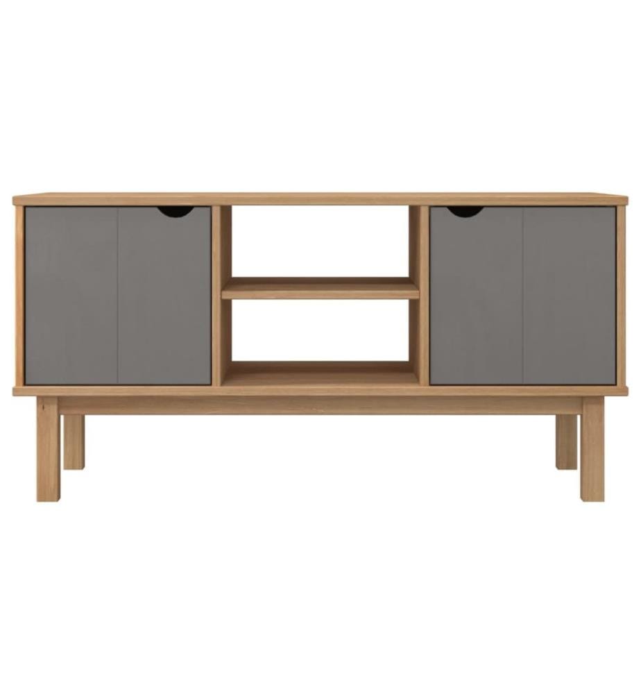 vidaXL Meuble TV OTTA Marron et gris 113,5x43x57 cm Bois massif pin