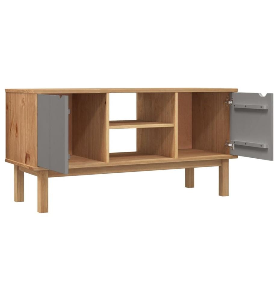 vidaXL Meuble TV OTTA Marron et gris 113,5x43x57 cm Bois massif pin