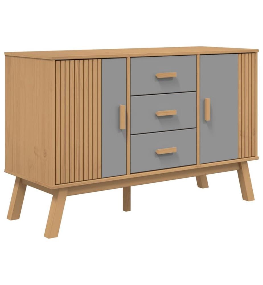 vidaXL Buffet OLDEN gris et marron 114x43x73,5 cm bois massif de pin