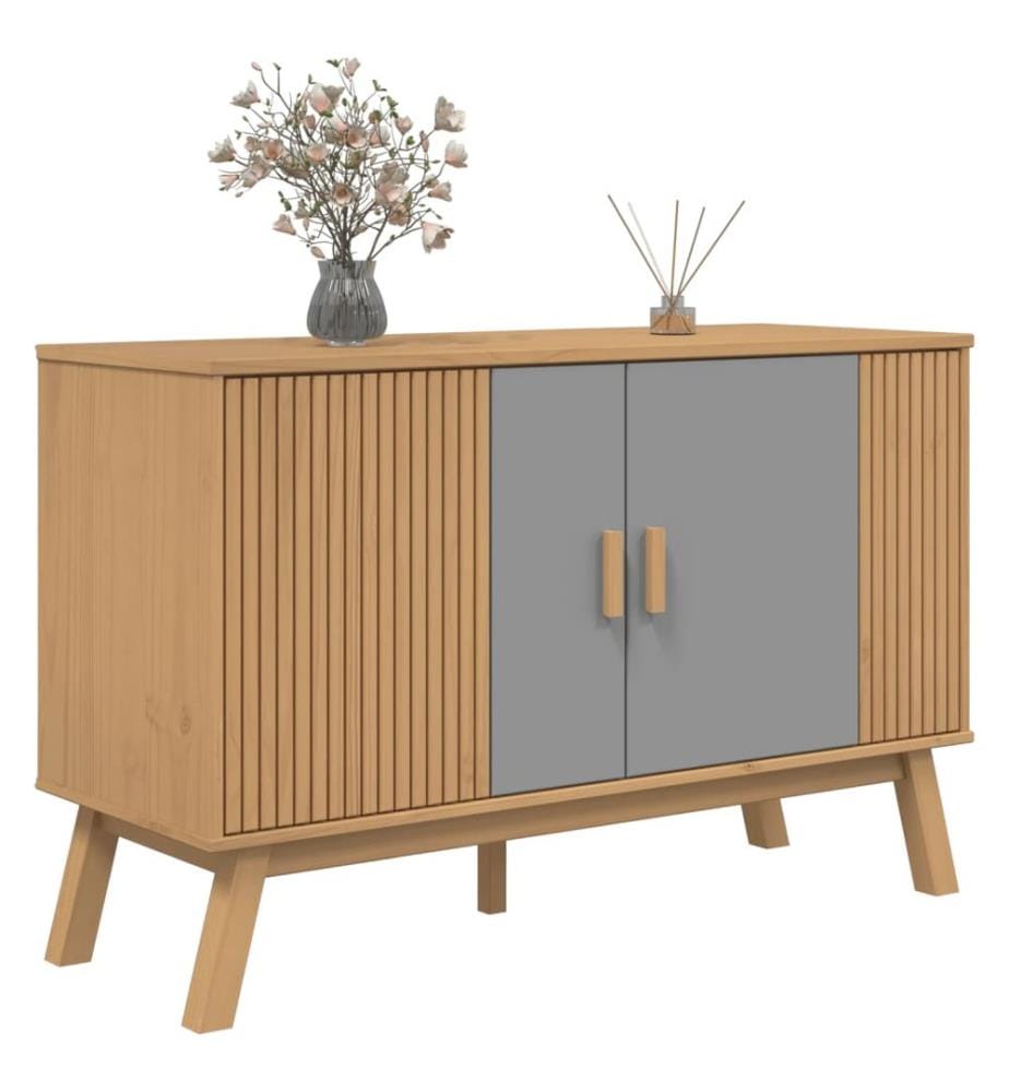 vidaXL Buffet OLDEN gris et marron 114x43x73,5 cm bois massif de pin