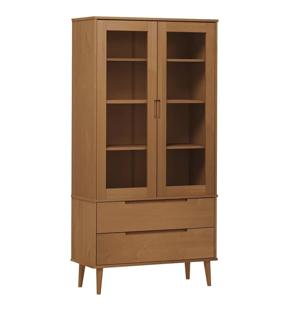 vidaXL Armoire à vitrine MOLDE Marron 90x35x175 cm Bois de pin massif
