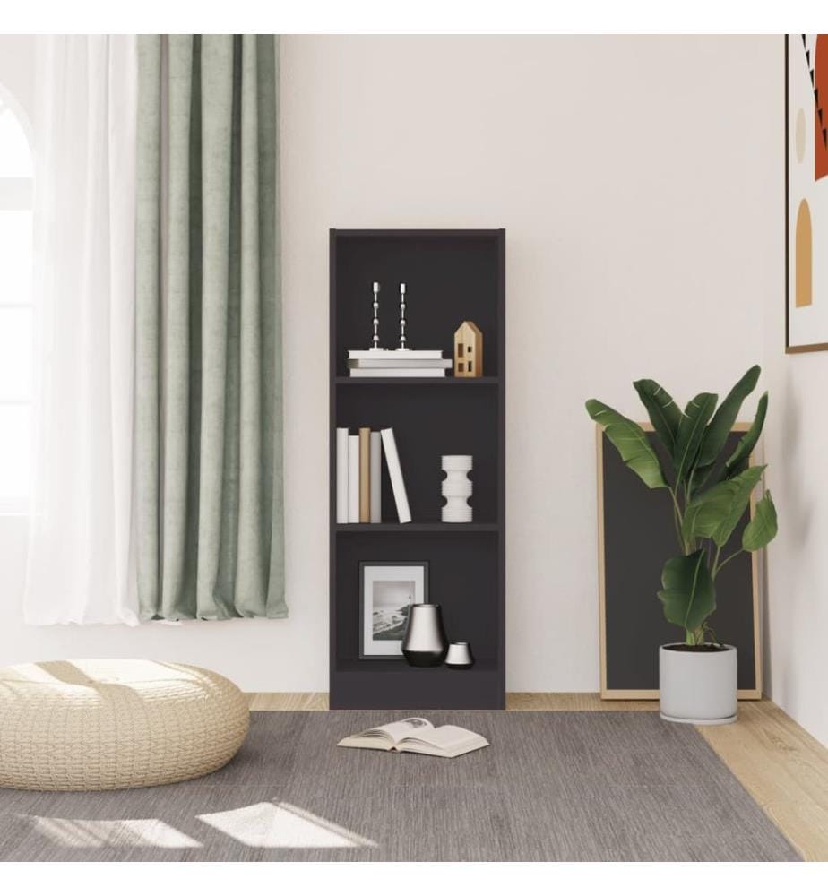 vidaXL Bibliothèque à 3 niveaux gris 40x24x109 cm bois d'ingénierie