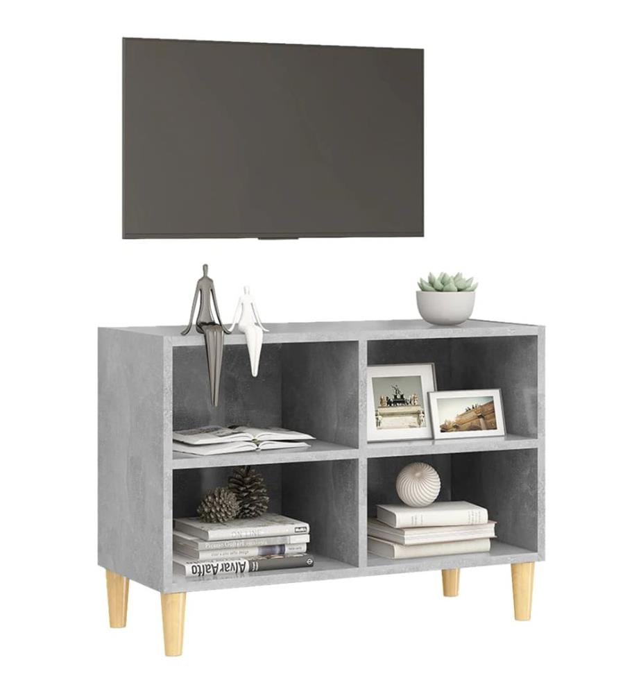 vidaXL TV-Schrank mit Massivholz-Beinen Betongrau 69,5x30x50 cm