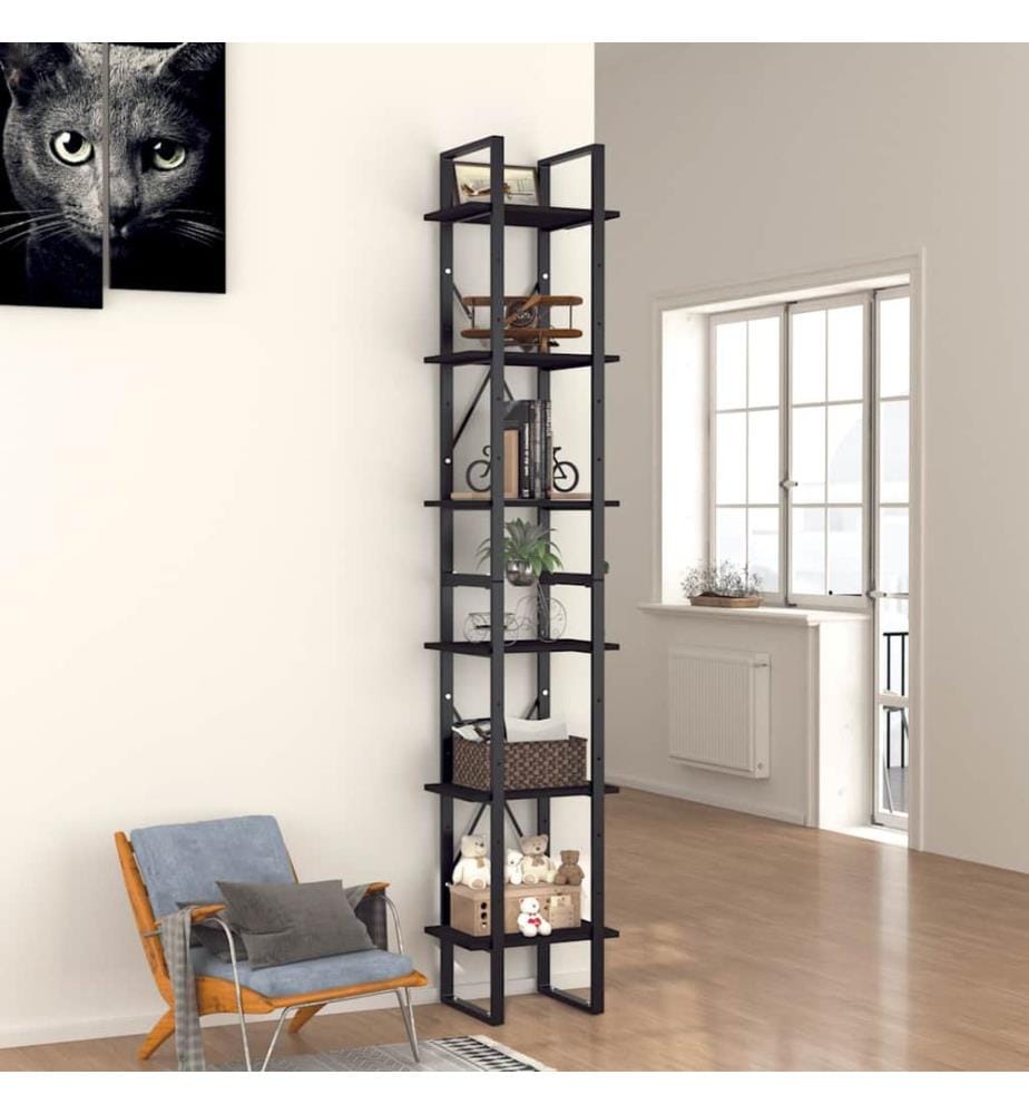 vidaXL Bibliothèque à 6 niveaux noir 40x30x210 cm bois ingénierie