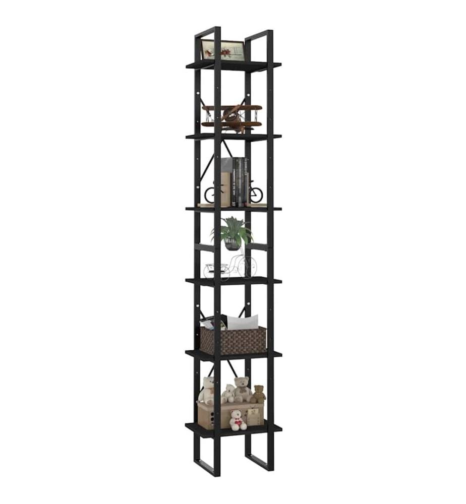 vidaXL Bibliothèque à 6 niveaux noir 40x30x210 cm bois ingénierie