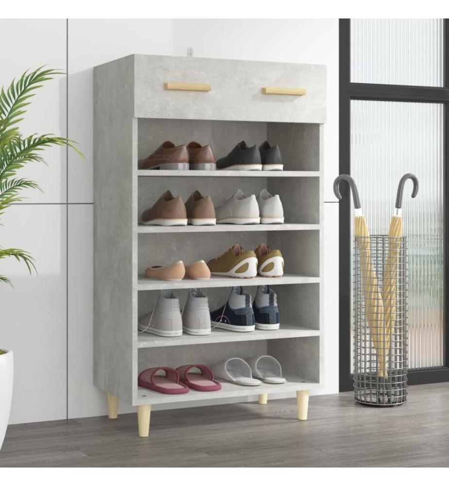 vidaXL Schuhschrank Betongrau 60x35x105 cm Holzwerkstoff