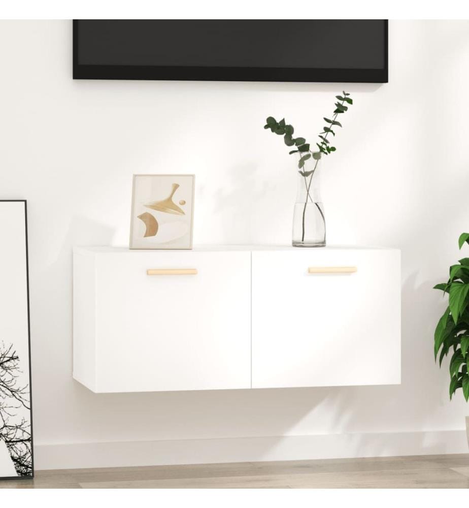 vidaXL Wandschrank Hochglanz-Weiss 80x35x36,5 cm Holzwerkstoff