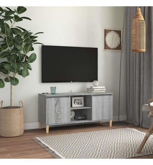 vidaXL Meuble TV avec pieds en bois solide Sonoma gris 103,5x35x50 cm