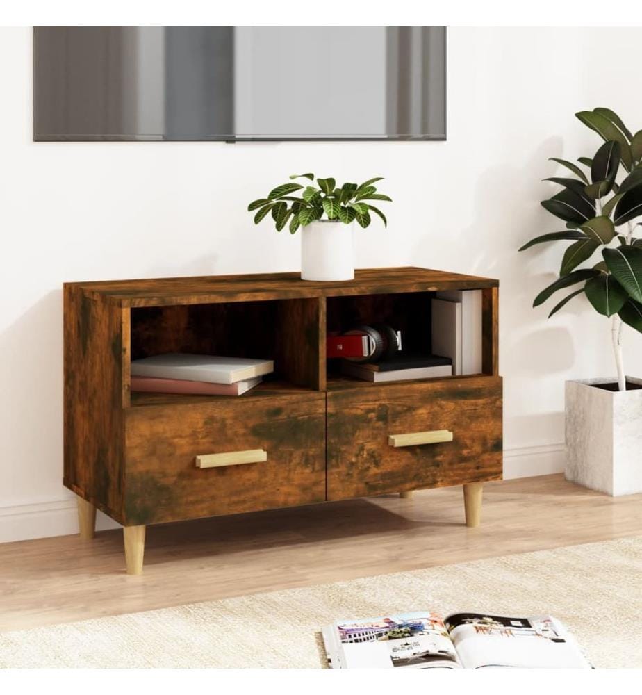 vidaXL TV-Schrank Räuchereiche 80x36x50 cm Holzwerkstoff