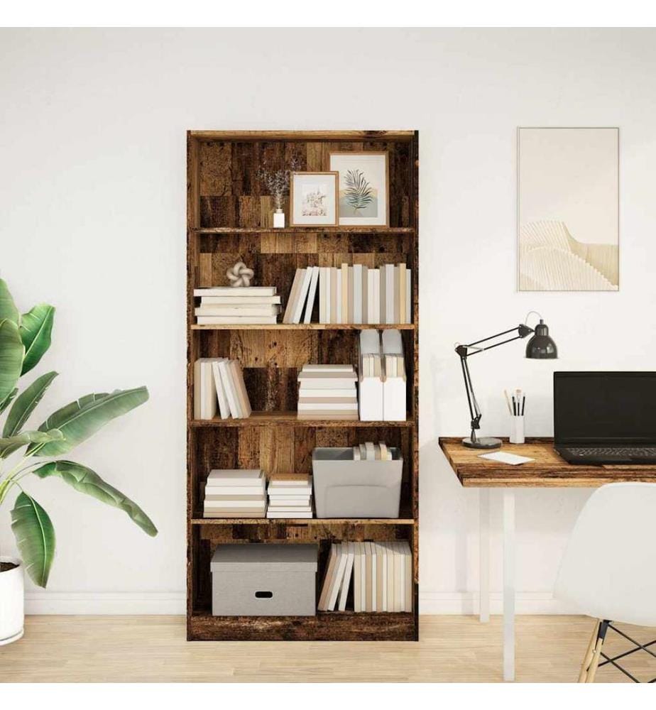vidaXL Bibliothèque vieux bois 80x24x176 cm bois d'ingénierie
