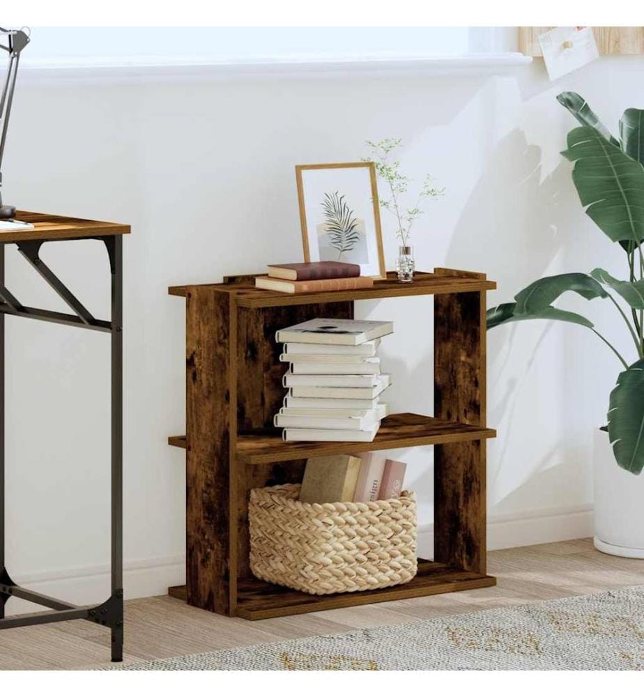 vidaXL Bibliothèque 3 niveaux chêne fumé 60x30x60 cm bois d'ingénierie