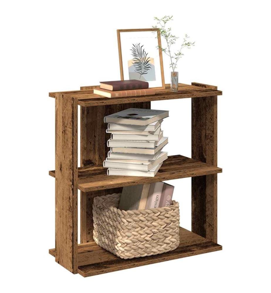 vidaXL Bibliothèque à 3 niveaux vieux bois 60x30x60 cm bois ingénierie