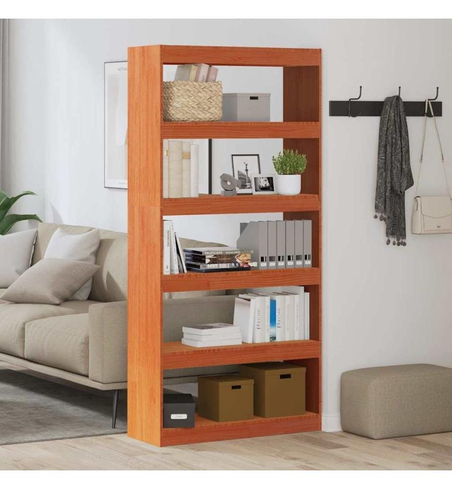 vidaXL Bibliothèque Brun cire 80 x 30 x 167,5 cm Pin massif