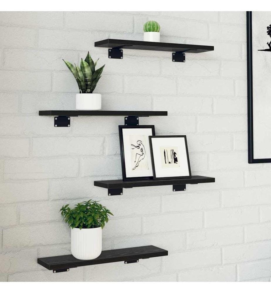 vidaXL Regalbrett 4 pcs Schwarz 40 x 10 x 1,5 cm Holzwerkstoff
