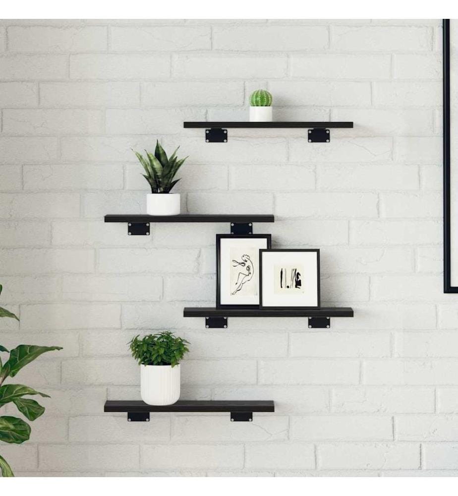 vidaXL Regalbrett 4 pcs Schwarz 40 x 10 x 1,5 cm Holzwerkstoff