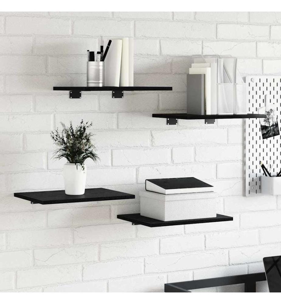 vidaXL Regalbrett 4 pcs Schwarz 40 x 30 x 1,5 cm Holzwerkstoff