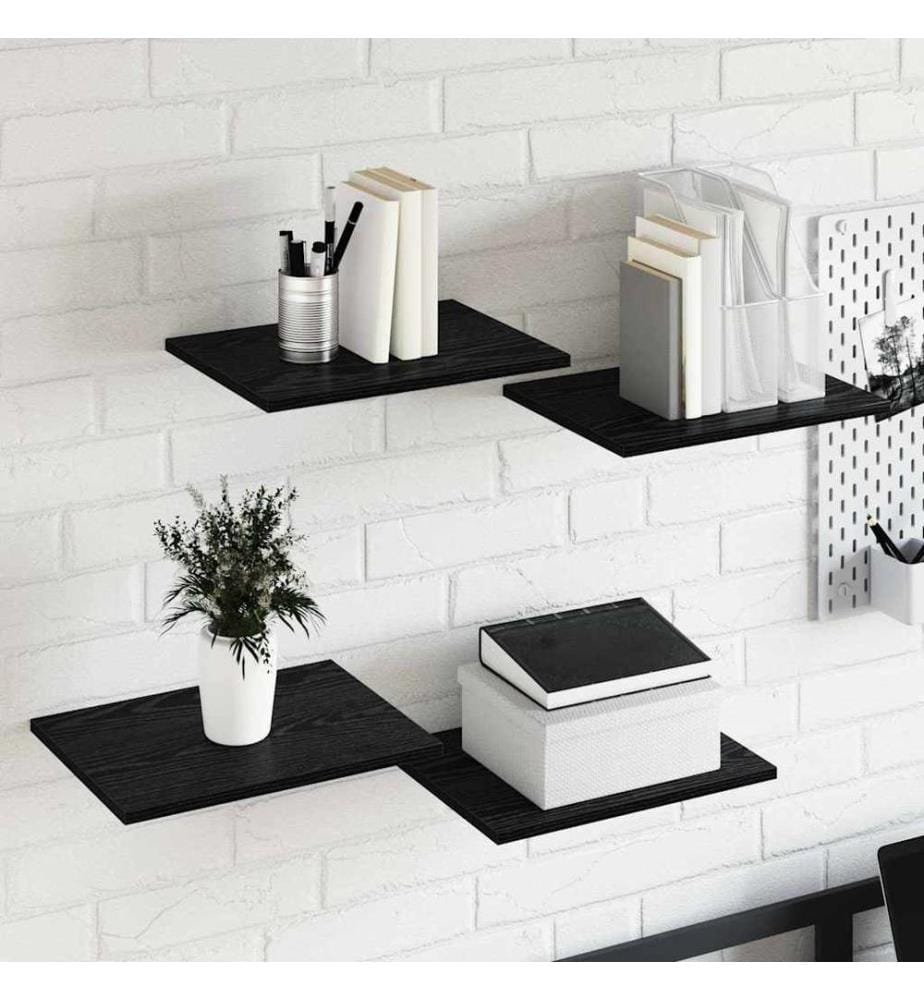 vidaXL Regalbrett 4 pcs Schwarz 40 x 30 x 1,5 cm Holzwerkstoff