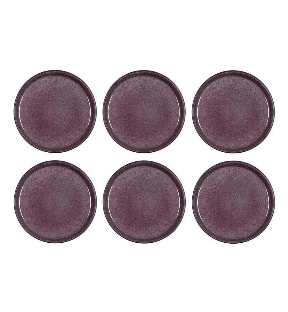 BITZ - Assiettes pour le petit-déjeuner et à dessert Ø 21 cm, 6 pièces, Noir/Violet