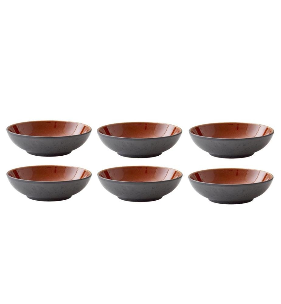 BITZ - Suppen- & Pastateller Ø 20 cm, 6 Stück, Schwarz/Amber