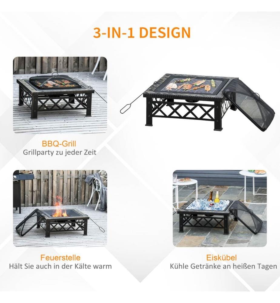 Cestello da fuoco 3in1 per barbecue con parascintille