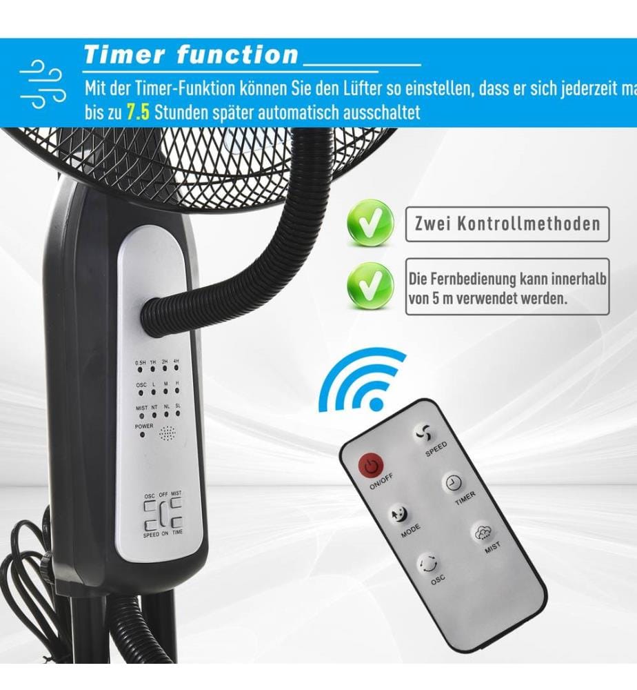 Ventilateur sur pied avec diffuseur de 2,8 litres et télécommande 120 cm