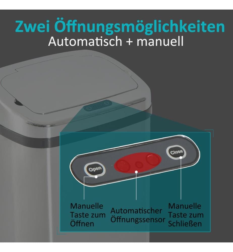 Mülleimer Automatik mit Infrarotsensor 50L Silber