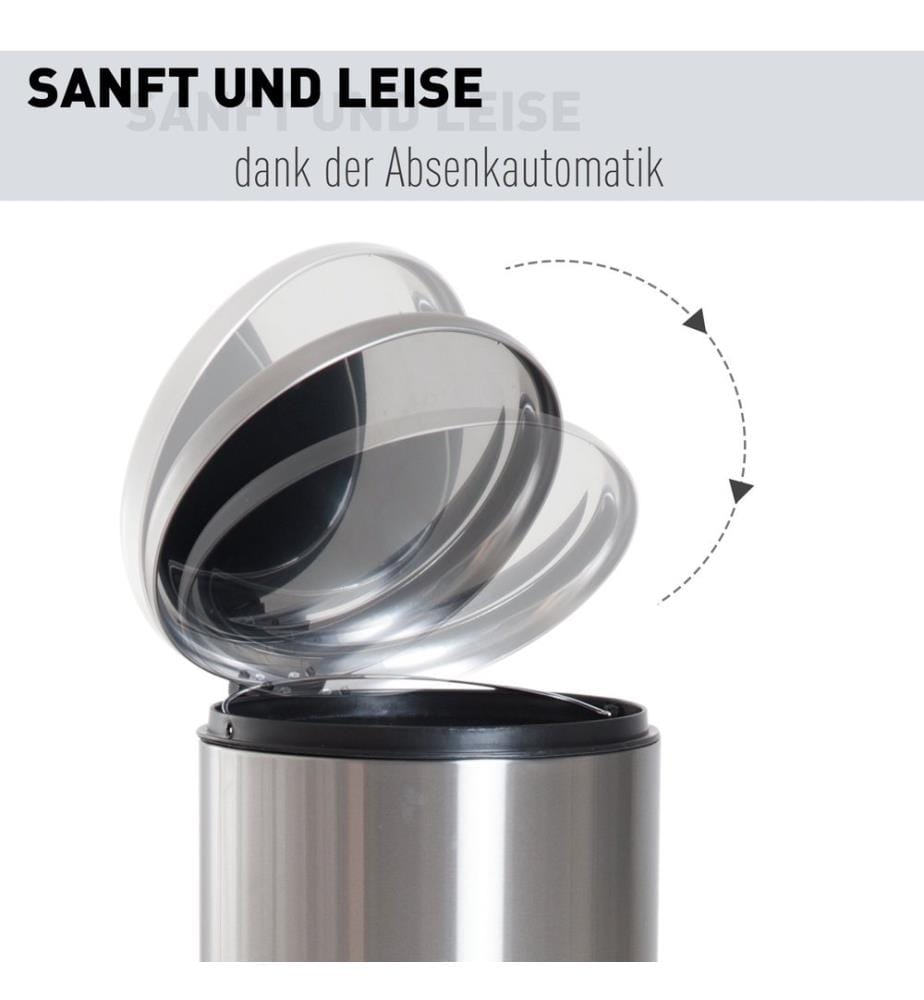 Abfalleimer 30L Edelstahl Treteimer mit Inneneimer Soft Close