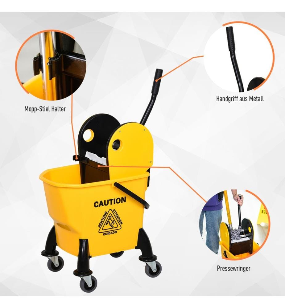 Secchio di pulizia Carrello di pulizia Secchio mobile con strizzatore 26 L