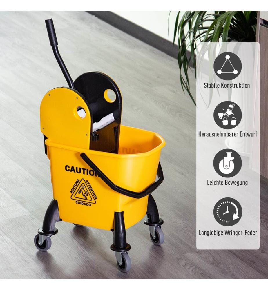 Secchio di pulizia Carrello di pulizia Secchio mobile con strizzatore 26 L