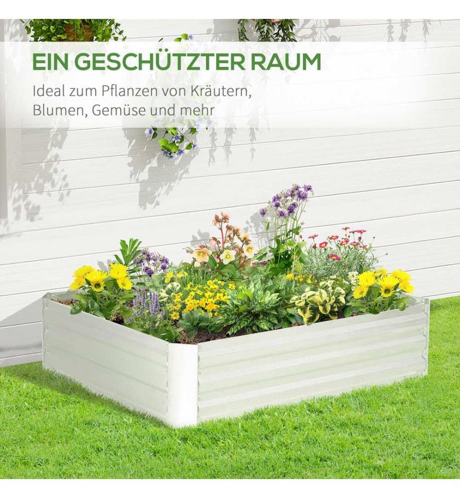 Hochbeet aus verzinktem Stahl Silber 120x90x30 cm