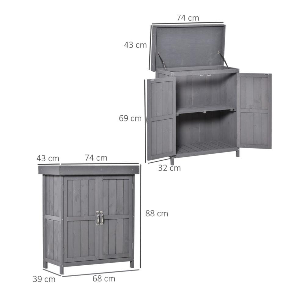 Gartenschrank Doppeltür Gerätehaus mit 2 Fächern 74x43x88 cm