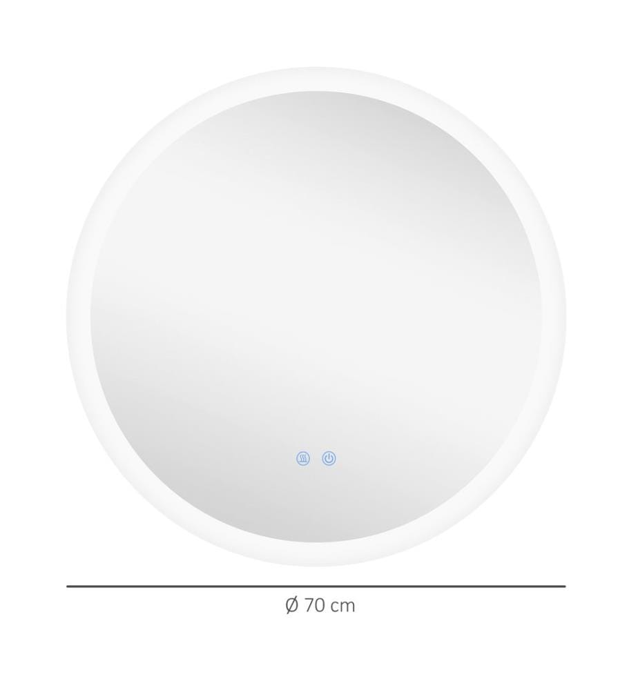 Miroir de salle de bain avec éclairage Ø70 cm Miroir mural LED