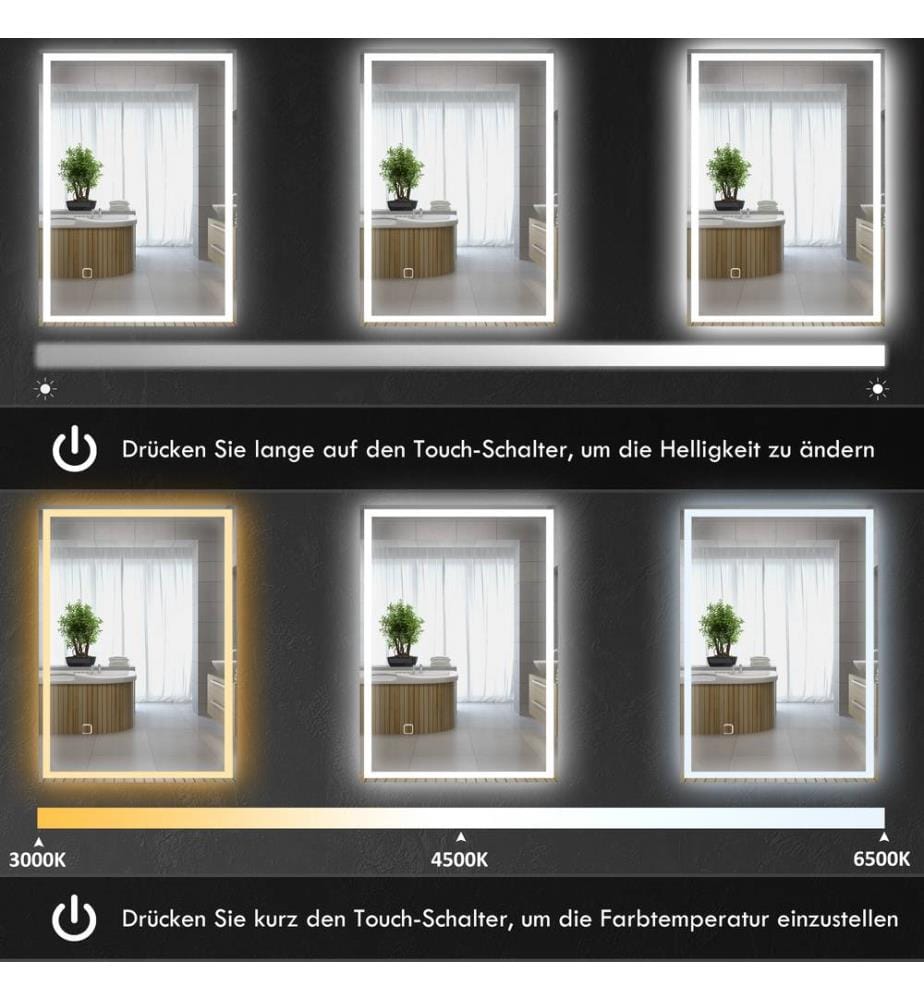 Specchio da bagno Specchio da bagno con luce LED 70x50 cm