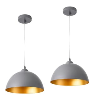Lot de 2 lampes à suspendre Toulon métal gris-or