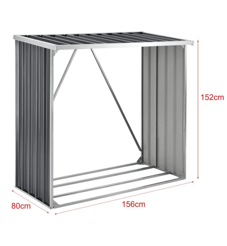 Brennholzunterstand Kalmar 156x80x152 cm aus Stahl Anthrazit