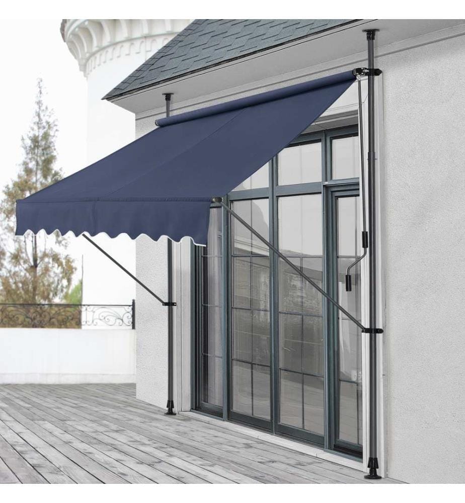 Small awning 350x120x200-300 cm without drilling Dark blue