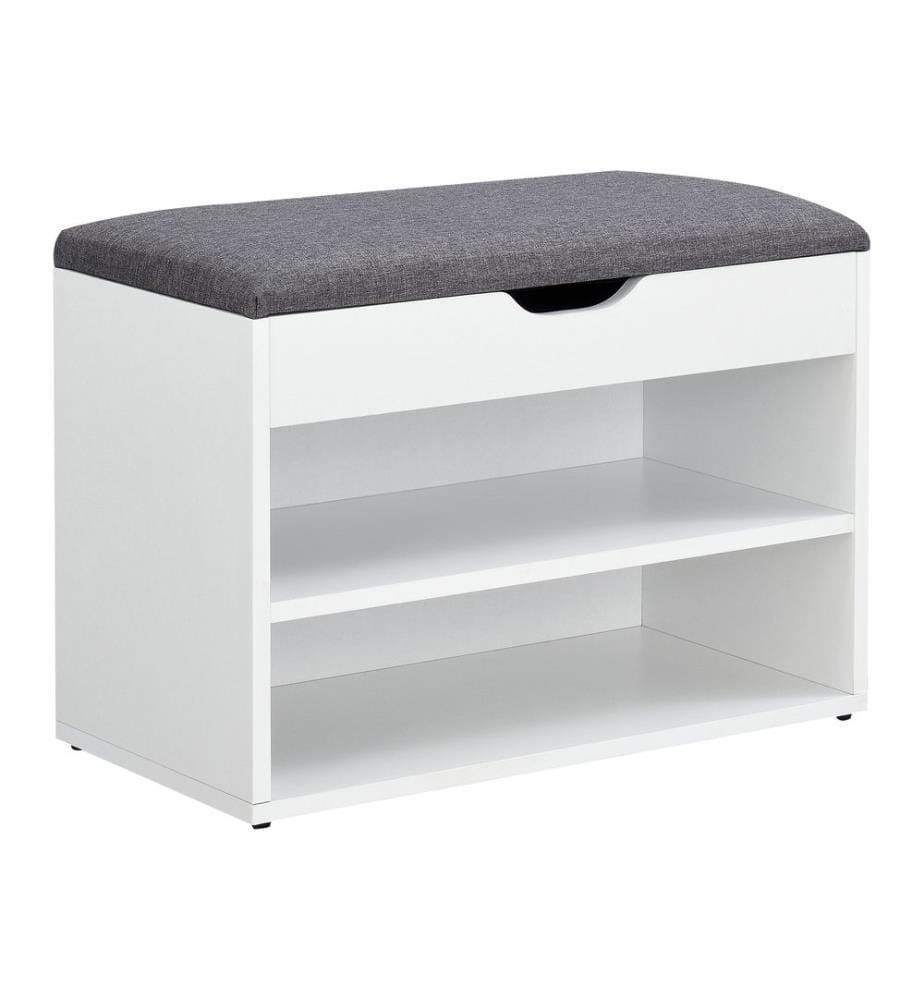 Banc à chaussures Banquette Étagère à chaussures Gentofte 60x30x46 cm Blanc Gris