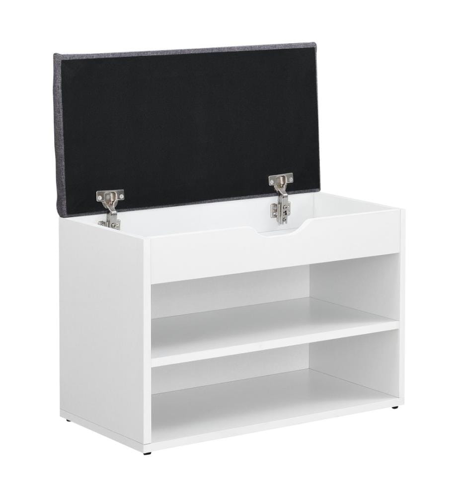 Banc à chaussures Banquette Étagère à chaussures Gentofte 60x30x46 cm Blanc Gris