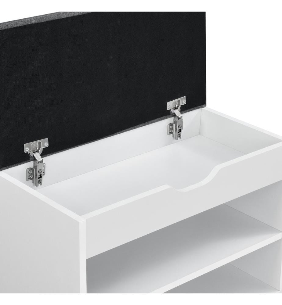 Banc à chaussures Banquette Étagère à chaussures Gentofte 60x30x46 cm Blanc Gris