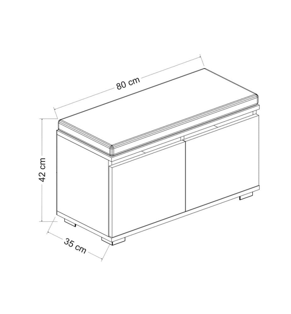 Panca porta scarpe Brande con 4 scomparti 42x80x35 cm