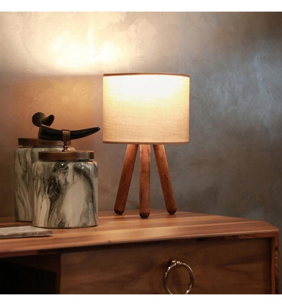 Lampe de table Preston Bois 1xE27 Sable