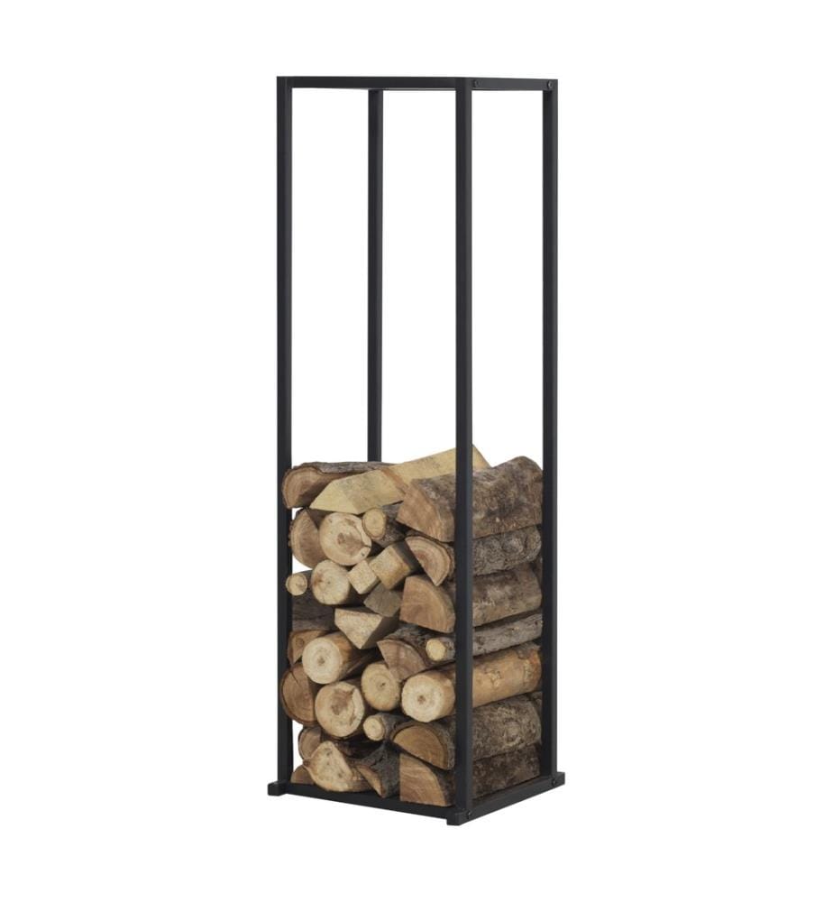 Porta legna Tibro in acciaio 35x35x120 cm nero