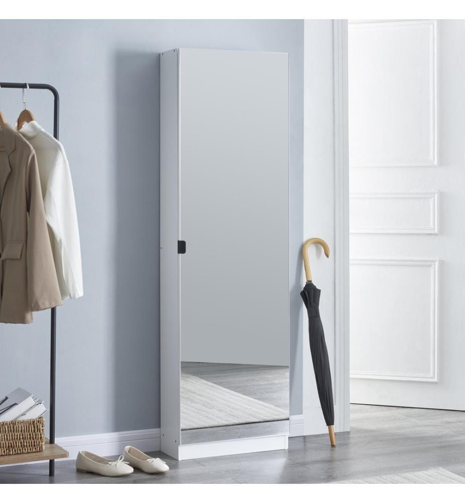 Scarpiera Meura 160x48x20 cm a specchio bianco
