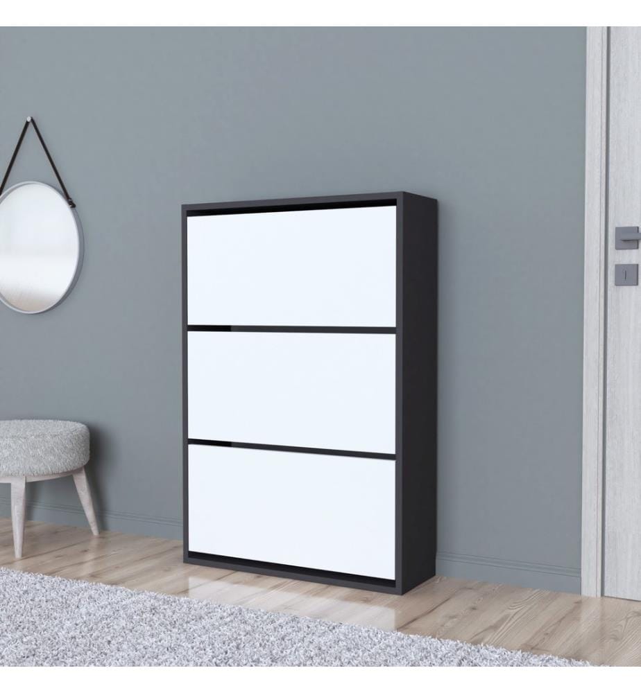 Schuhschrank Aurskog 110x73.5x24 cm Anthrazit Weiss